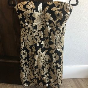 Gianni Bini Black & Gold Sequin Dress (S)